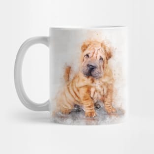 Shar pei puppy watercolor Mug